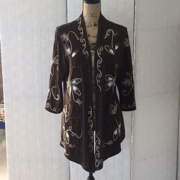 Chic Embroidered Brown Jacket.  #640 - Picture 1 of 7